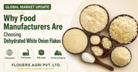 Dehydrated White Onion Flakes manufacturer exporter supplier India Flouers Agri Pvt Ltd