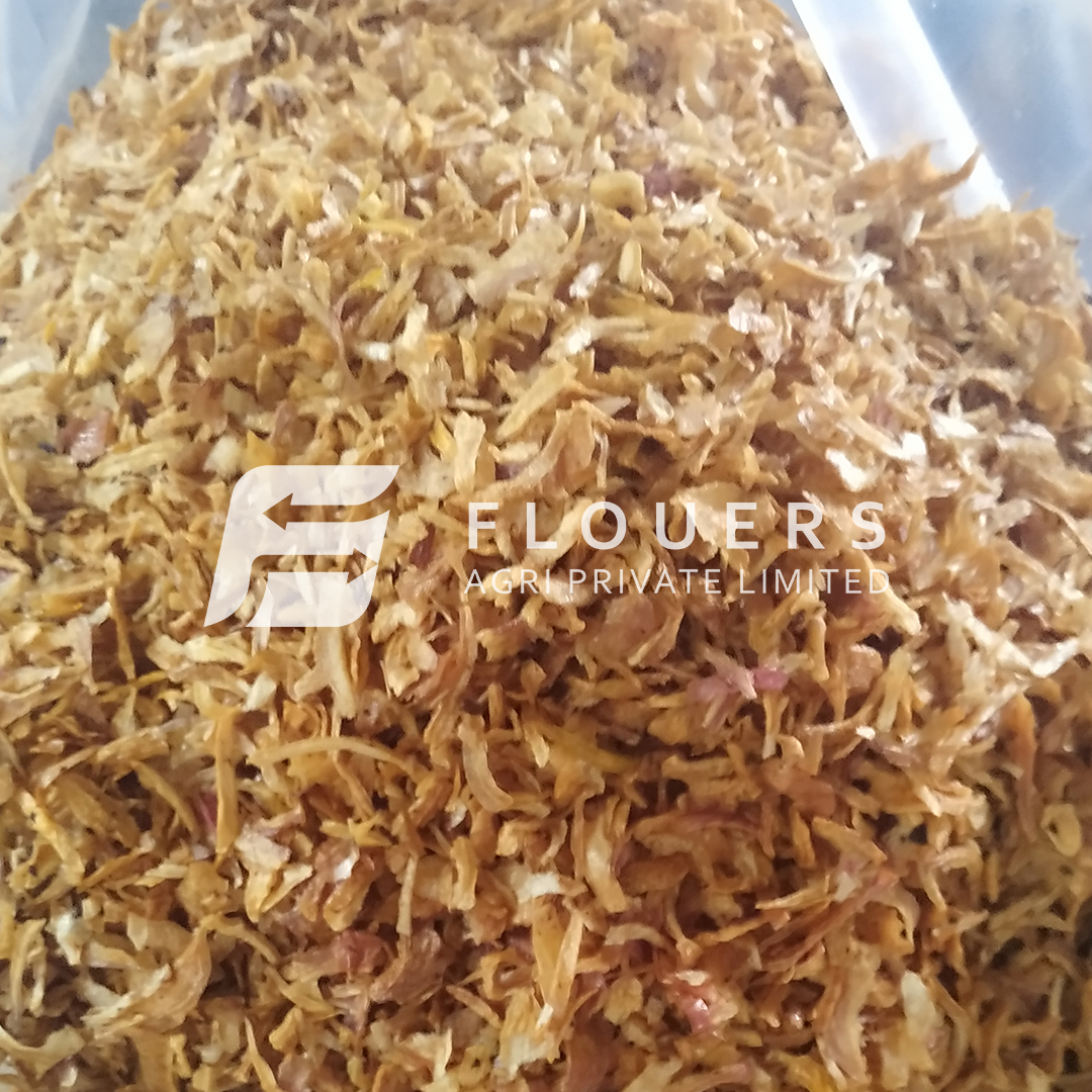 Crispy White Dehydrated Fried Onion Exporter from India — Flouers Agri Pvt. Ltd.
